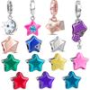 S925 Sterling Silver Sparkling Two-tone Star & Moon Dangle Color Charm Beads Fit Original Bracelet For Women Jewelry Gift