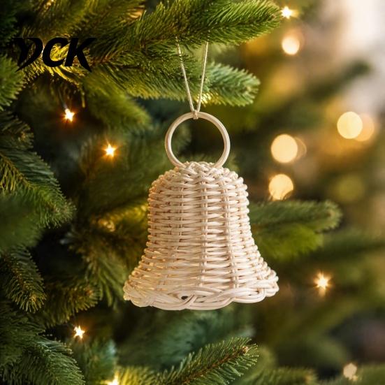 Decorative Bells for Home Christmas Bells, Rattan Wicker Bell Decoration, Handmade Pendant, Hanging Toy Holiday Parties Farmhouse Style Ornaments