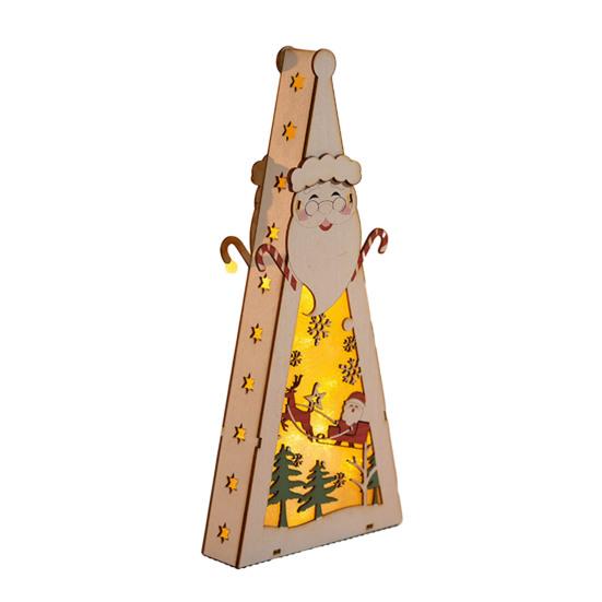 Рождественский деревянный подвесной кулон треугольный светильник Санта-Клаус Снеговик резной полый узор светодиодный светильник деревянное ремесло подарок детям