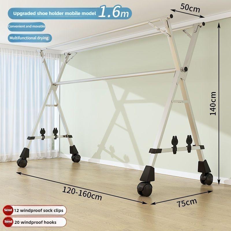 Сушилка для одежды из нержавеющей стали, бытовая складная вешалка-стойка, балконная, 5-полюсная, выдвижной инструмент для сушки одежды