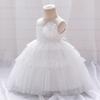 White Baptism Baby Girls Dress Sequin First Communion Ball Gown Fairy Newborn 1st Birthday Outfit Kids Formal Party Dresses Gown