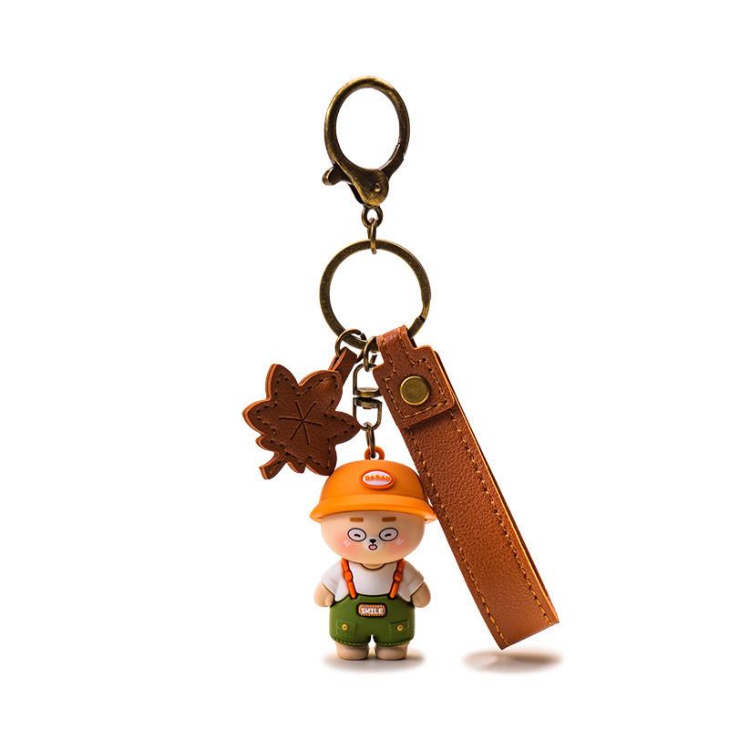 Wearing Bear Little Hat Cartoon Design Keychain For Car Keys And Decor Couples