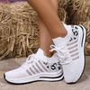 Мода 2025 Кроссовки с перфорацией и дышащие Женские Большого размера С принтом Толстая подошва Обувь для ходьбы Женская Удобные Трикотажные Балетки Женские