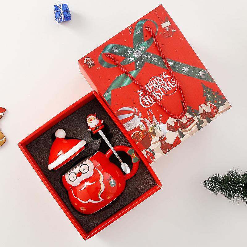 Ceramic Mug Christmas Cup Water Cup Nordic Style Large Capacity Snowman Christmas Tree Santa Claus Gift Creative