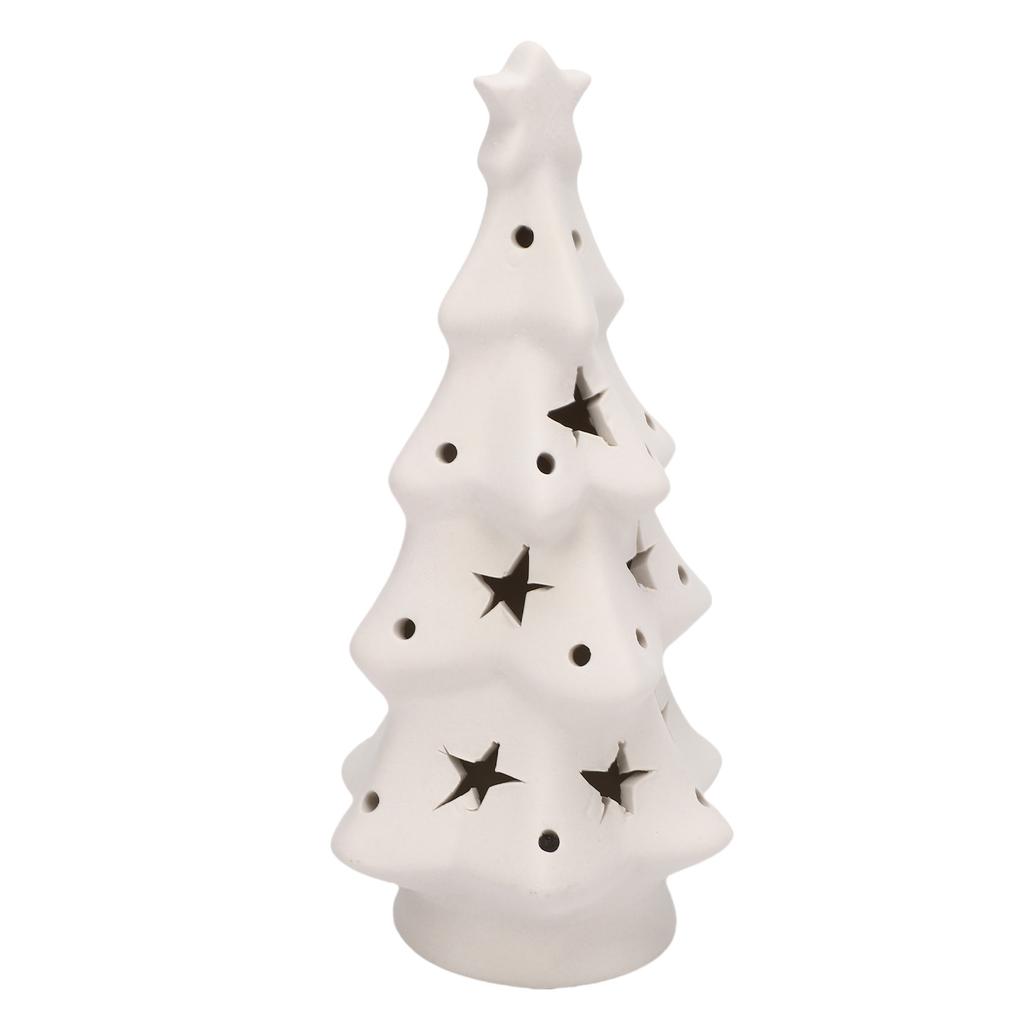 Light Up Ceramic Xmas Tree Lighted Xmas Tree Figurine Battery Operated for Home Tabletop Holiday Decoration
