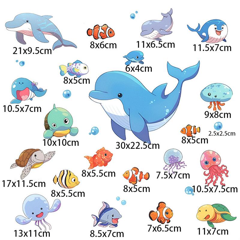 Мультяшные наклейки на стену с морскими животными для детских комнат, фон для спальни, домашний декор, милые наклейки с животными для детской