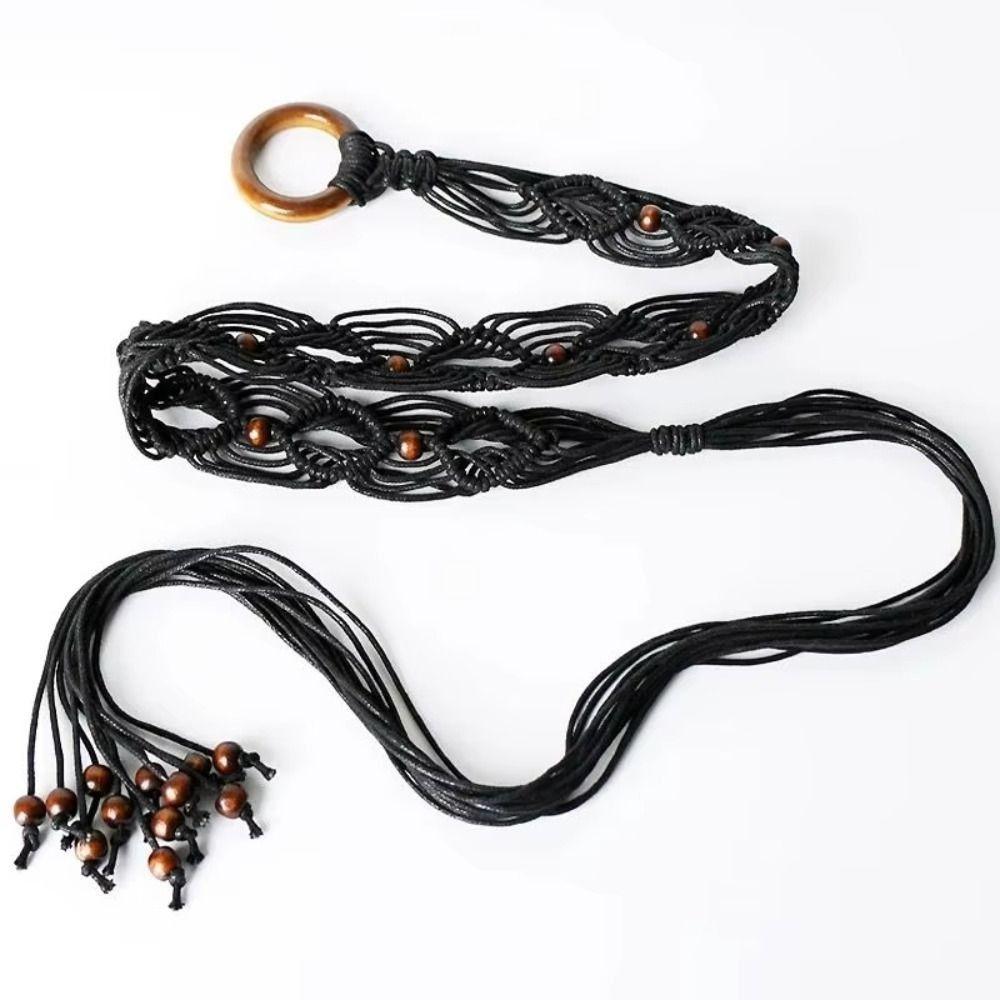 Woven Knot Female Waist Rope Wax Rope Ethnic Style Waist Chain Casual Dress Waistband Girls