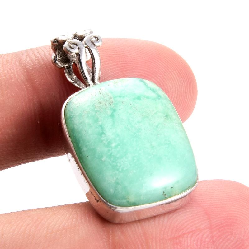 Подвеска из натурального хризопраза из стерлингового серебра 925 пробы 1 дюйм m9s42