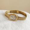 Fashion Luxury Watch for Women, Leopard Print Small Square Ladies Watches, Gold Steel Strip Quartz Wristwatch Gift