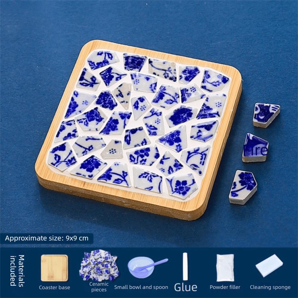 Chinese Style Blue White Porcelain Coaster Material Kit Heat-resistant Cup Mat Dinning Table