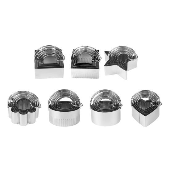 5 шт. формочки для печенья из нержавеющей стали с ручкой разных размеров, квадратные круглые звезды, цветы, сердце, любовь, пресс, форма для резки печенья, кухонные инструменты для выпечки