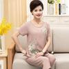 Women's Summer Cotton Linen Pajama Set – Short-Sleeve Two-Piece for Middle-Aged & Elderly, Versatile for Home or Outdoor Wear