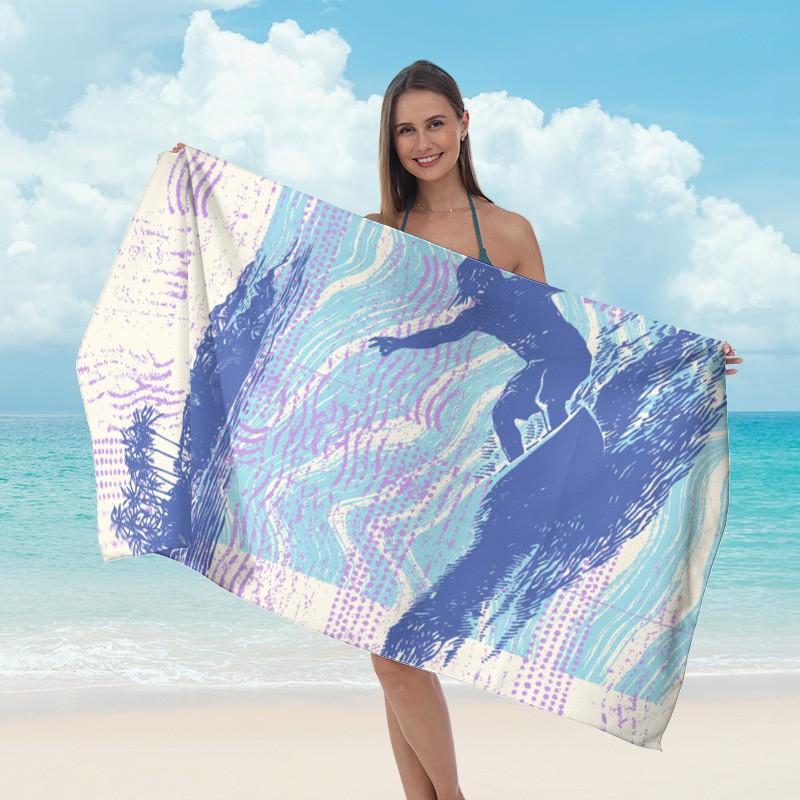 Ultrafine Microfiber Beach Towel Adults Quick-Dry Swim With Digital Print Lightweight Absorbent Bath Pool Sea Travel Yoga