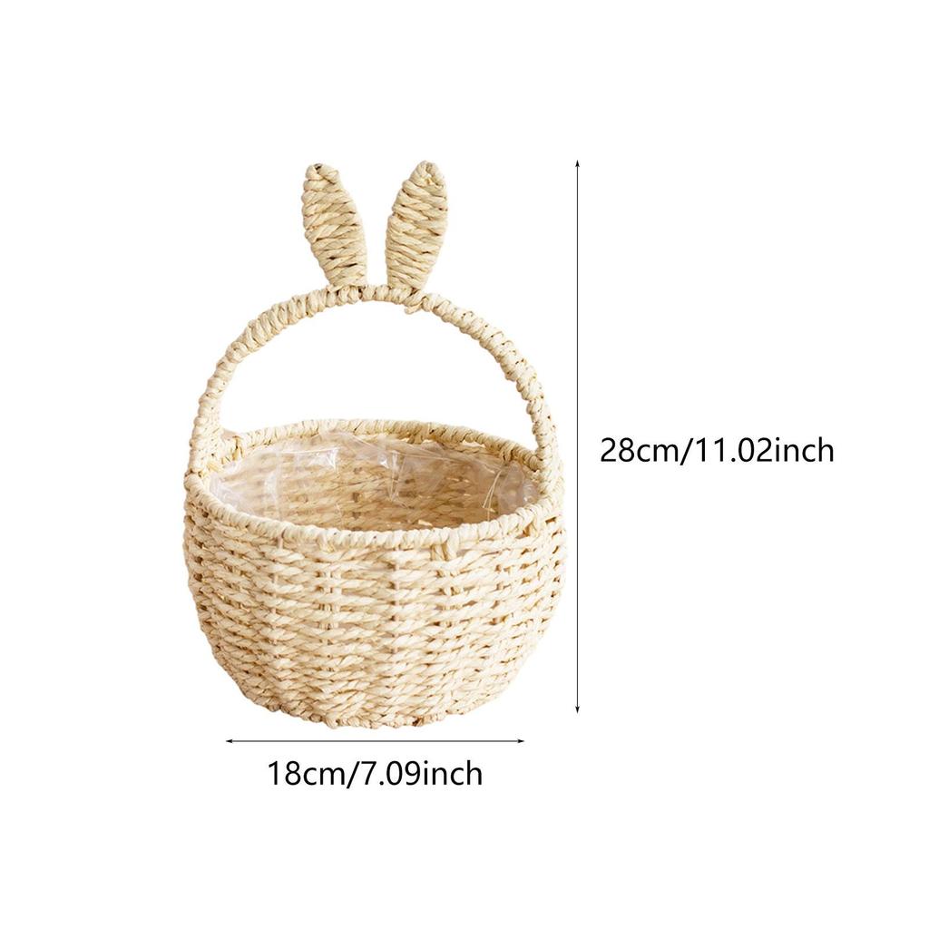 Adorable Bunny Ears Woven Basket for Easter Gifts for Picnic Wedding Party Candy Flower Basket Empty Snacks Basket Decor