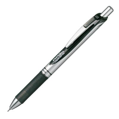 Шариковая ручка Pentel Гелевые чернила Тип нажимной 0,3 мм Серебристый корпус BLN73-A Черный
