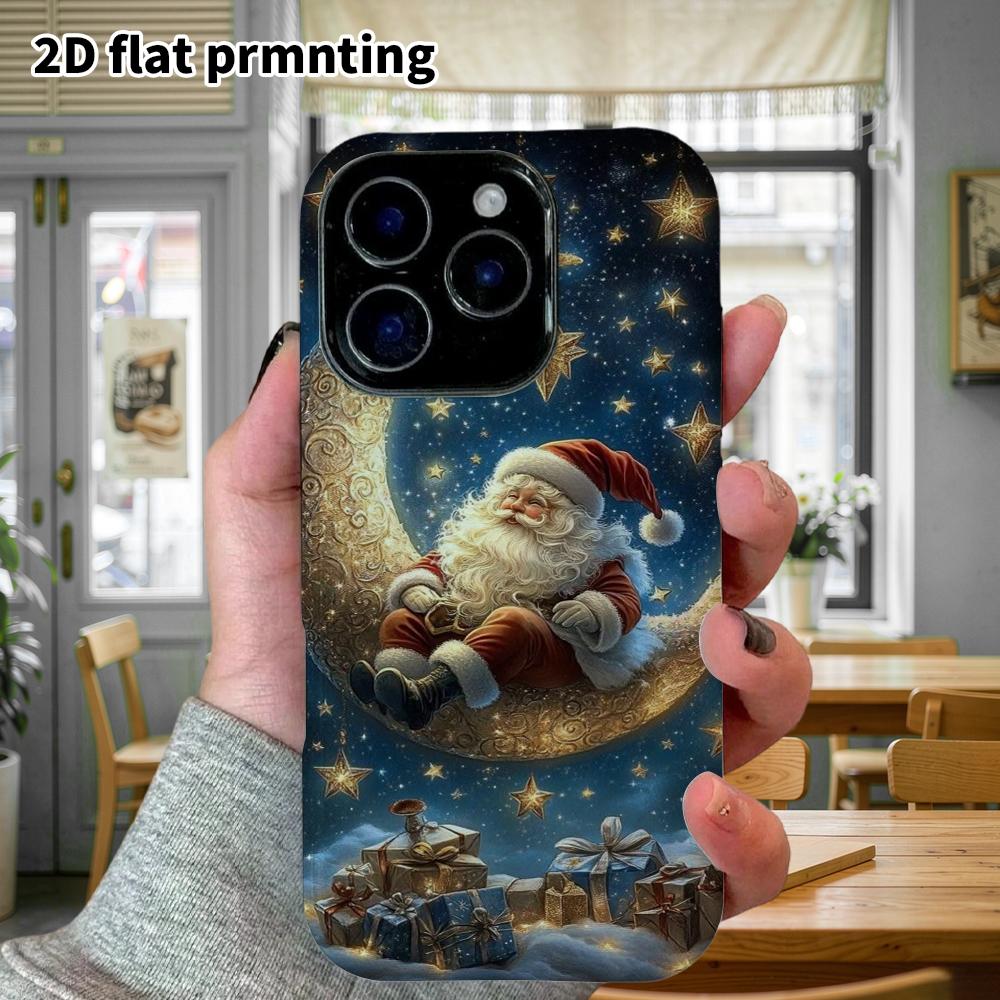 Phone Case: 2D flat design suitable for iPhone 18, 17, 16, 15, 14, 13 Pro film protective case, couple style, with crescent moon, Christmas and Hallow