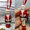 Funny Santa Claus Pendant Stretchable Wooden Standing Holiday Xmas Ornament