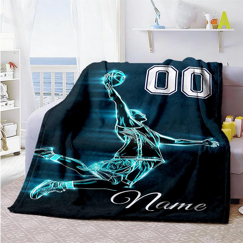 Basketball55 Customize Your Name Blanket Gift Customizable Blanket Comfortable Versatile for Chair Sofa Couch Nap Ideal for All Seasons
