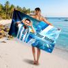 Lionel Messi Custom Beach Towel, Personalized Name Text Print, Football Logo Soft Quick‑Dry Towel Holiday Gift