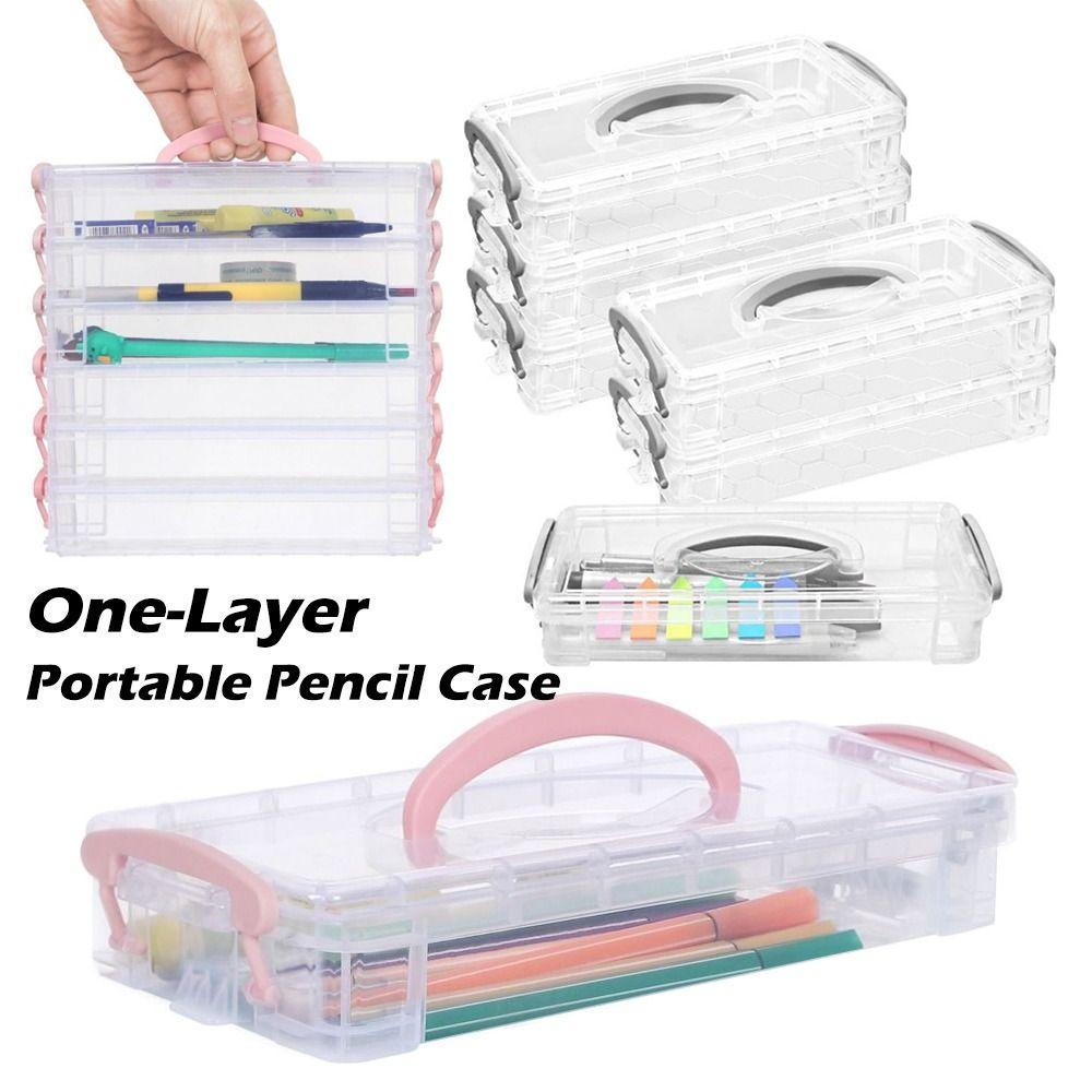 Stackable Portable Pencil Case Detachable Marker Pen Box Watercolor Pen Case  School Supplies