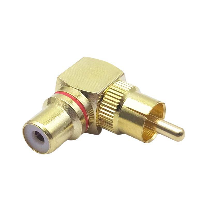 Медный позолоченный 90° RCA L-образный переходник папа-мама