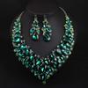 Exaggerated, Green Crystal Necklace Earrings Set African Necklace Dress Dinner Women'S Accessories