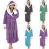 Fashion Women Winter Plush Lengthened Shawl Bathrobe Cardigan Home Clothes Long Sleeved Robe Coat Pajamas