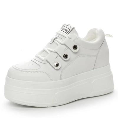 Модные женские повседневные туфли из натуральной кожи 9 см на платформе-клине, на липучке, модные женские кроссовки, новая весенне-осенняя теплая зимняя обувь с мехом