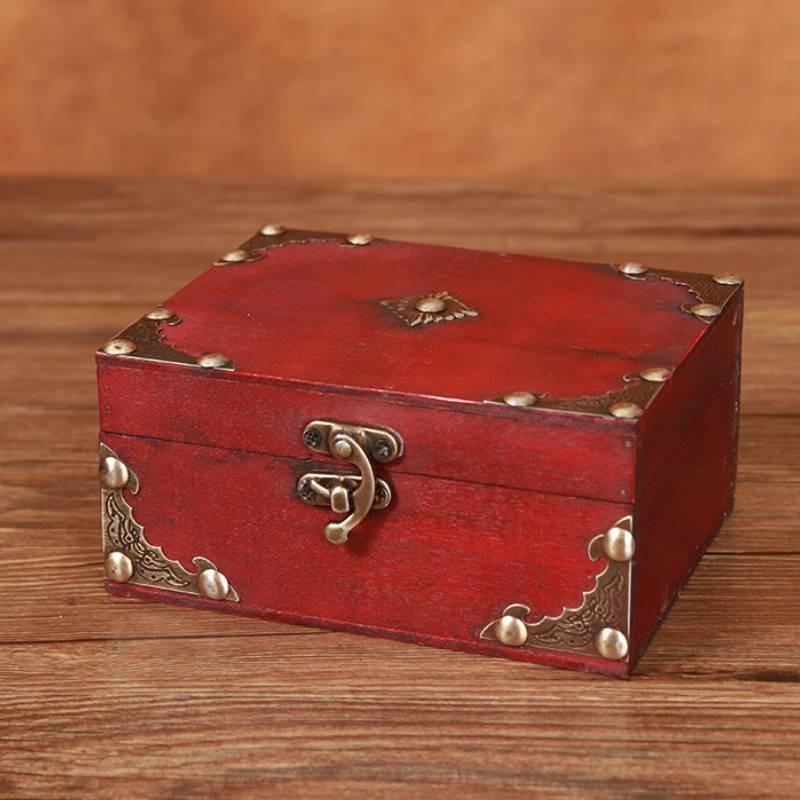 New Chinese Style Wooden Desktop Organizer Box With Lock For Jewelry Storage