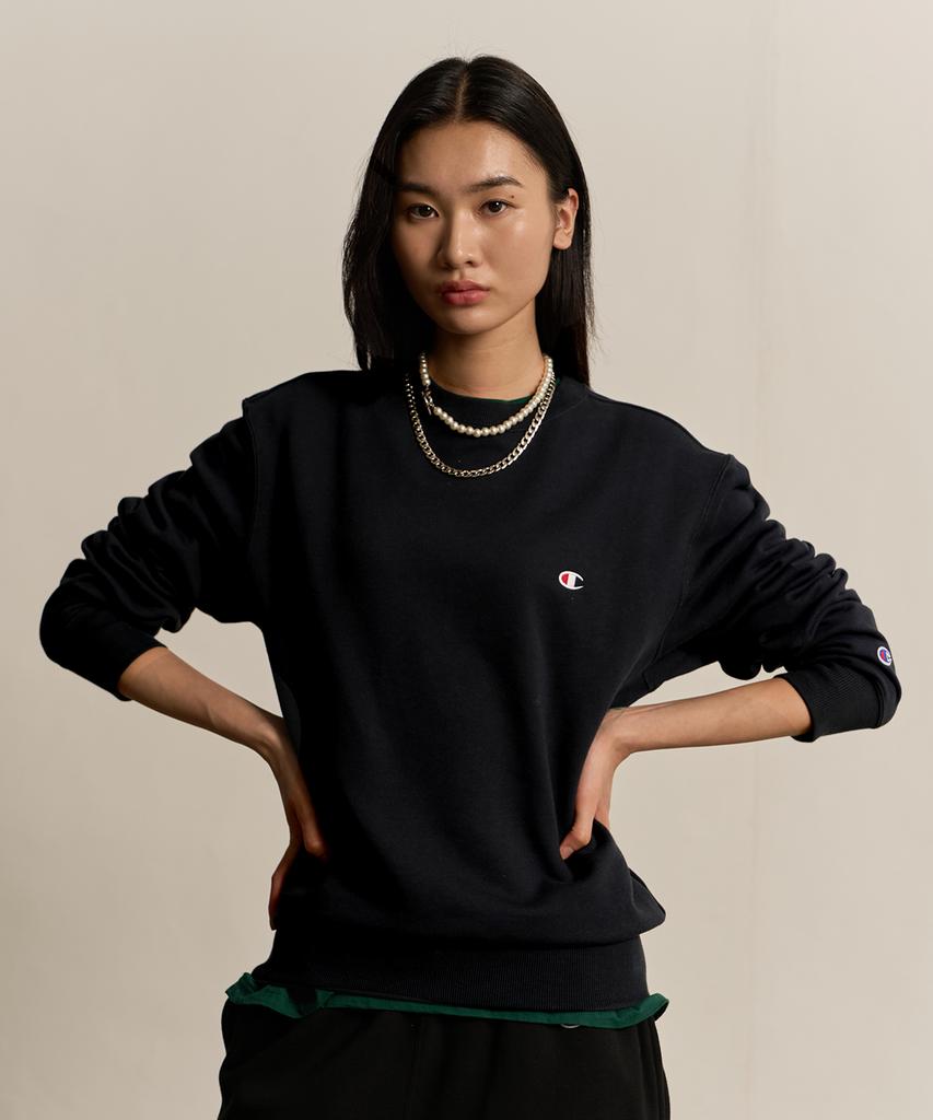 Champion Черная толстовка с круглым вырезом и логотипом C