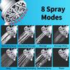 ZHIYAN Modern Single Spray Mode Chrome Finish Wall Mounting Shower Head Filter 2-in-1 with 8 Spray Modes