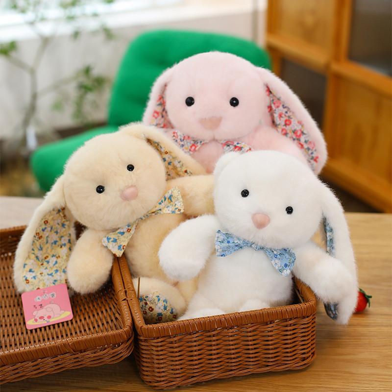 Милая плюшевая кукла-кролик с цветочным рисунком, игрушка-мультяшка для детей, подарок детям