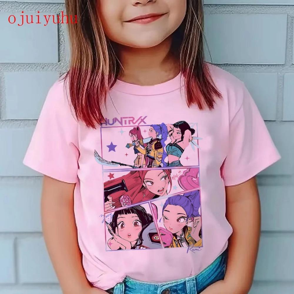 New 2025 KPop Demon Hunters Saja Boys Cartoon Boys T-shirt Round Neck Print Fashion Casual Top Children's T-shirt Kids Clothing
