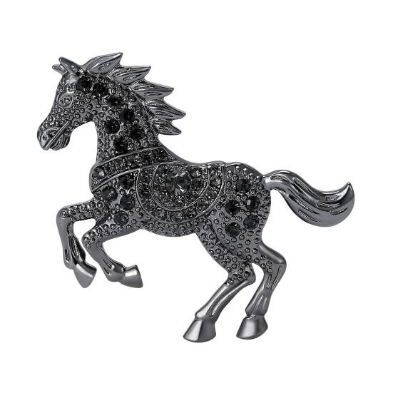 Vintage Rhinestone Horse Brooch Alloy Running Horse Lapel Pin Sweater Cardigan Coat Business Suit Decoration Men Women Clothing Accessories