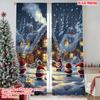 2pcs 2D Flat Printing Merry Christmas Popular Curtain Christmas Village 0 Durable 100% Polyester Fabric Without Electricity
