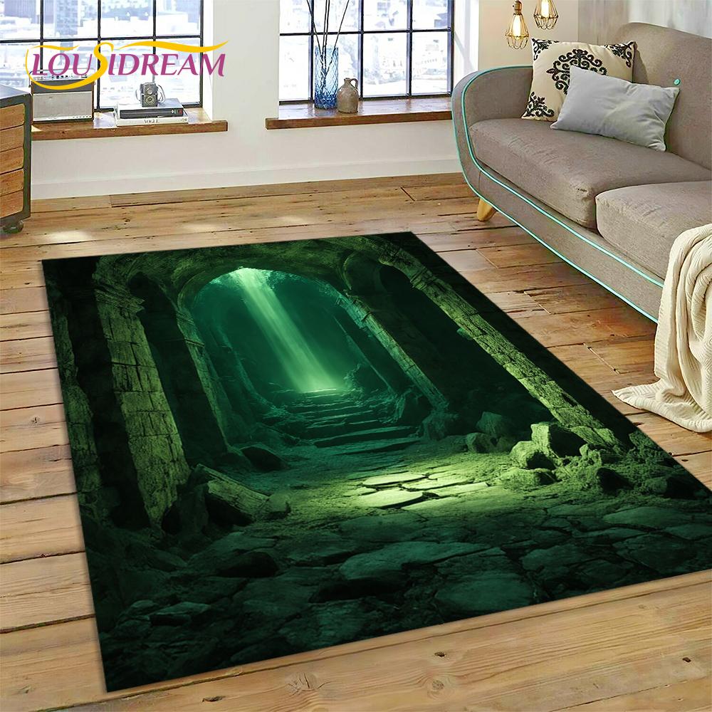 3D Ковер-иллюзия Ворота Храма Бога для Гостиной, Спальни, Дома, Декор Дивана, Ковер для Игровой Зоны Детей, Нескользящий Коврик