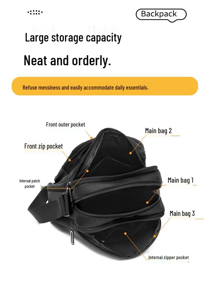 Men's Lightweight Oxford Cloth Crossbody Bag - Trendy Travel Shoulder Handbag & Vertical Sports Backpack