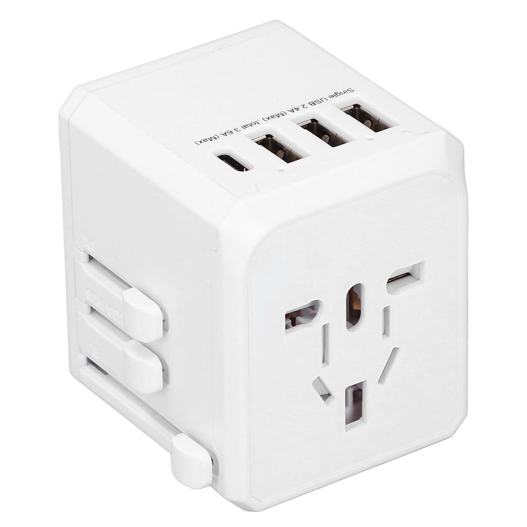 Дорожный адаптер питания с 3 USB A 1 USB C Портативный тихий дорожный преобразователь напряжения для фена