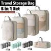 5Pcs Compression Luggage Organizer Packing Cubes Mesh Surface Clothes Storage Bag  Dormitory