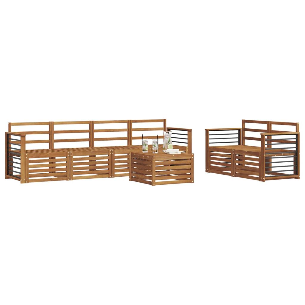 7 Piece Outdoor Sofa Set Natural Solid Acacia Wood