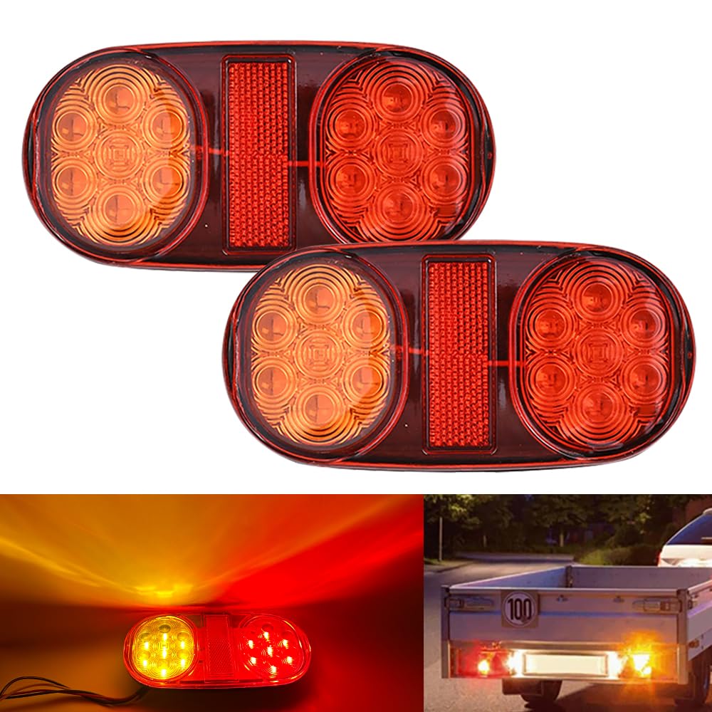Задний фонарь для грузовика LED12-24 В, универсальный, для грузовика, прицепа, лодки, тормоз, красный, янтарный, набор из 2 шт.