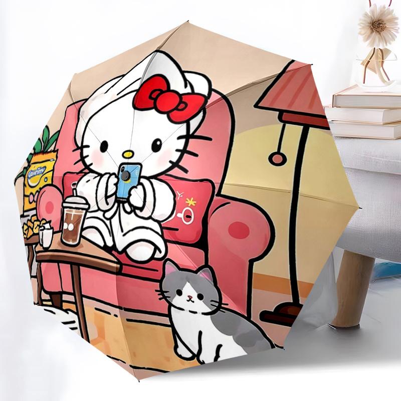1pc Hello Kitty Automatic Opening/Closing Umbrella with Foldable Design, 8-Bone Iron Frame, Outdoor Use, Ideal Gift for Fans, Travelers, Daily Use, Su