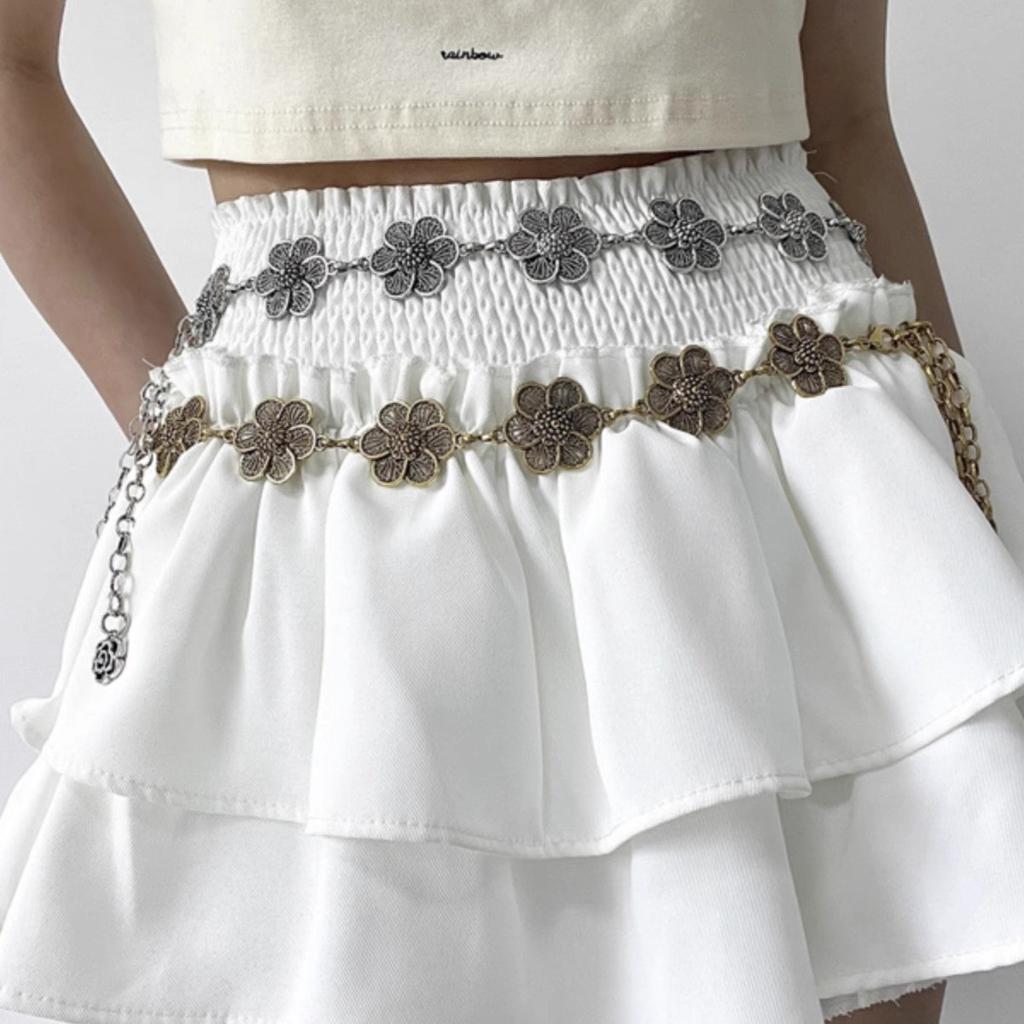 Belt Women'S Skirt Dress Retro Ethnic Style Decoration Flower Waist Chain Accessories High Fashion