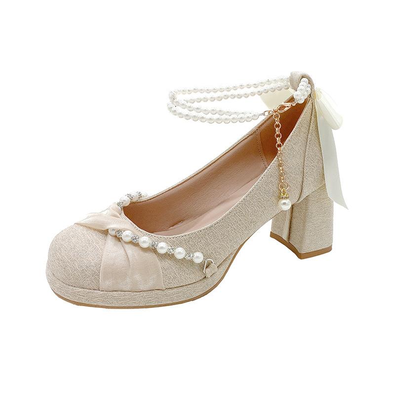 Французская платформа водонепроницаемый стол маленькие туфли Мэри Джейн одиночные женские новые свадебные туфли свадебные туфли подружки невесты высокие каблуки весна и осень