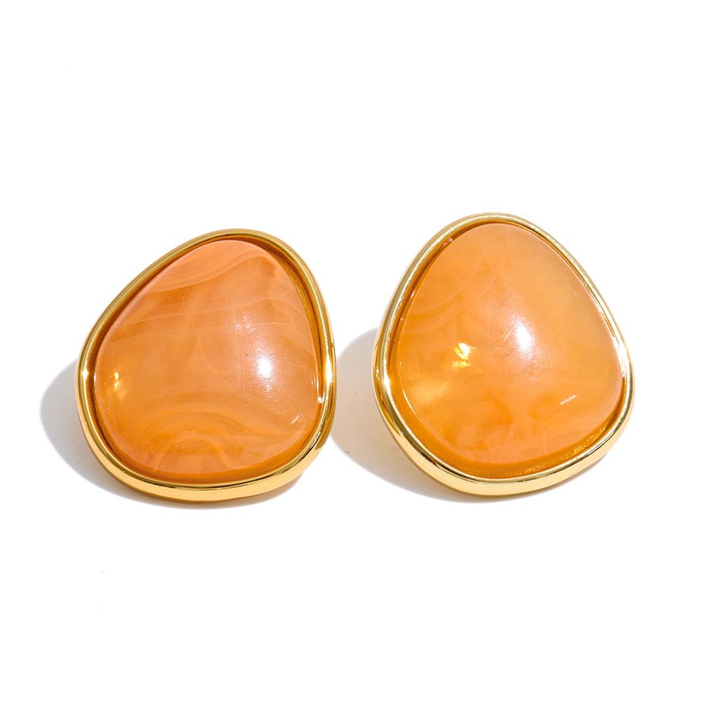 Yhpup Multi-Color Stainless Steel Acrylic Resin Popular Stud Earrings Spring Summer Gold Color Fashion Daily Jewelry PVD Plated