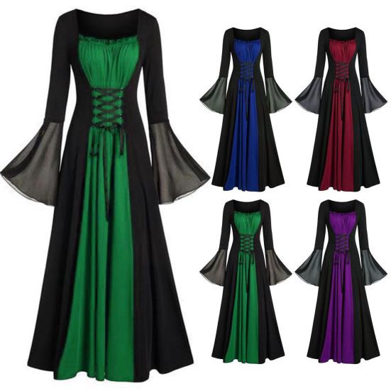 Женское придворное платье с квадратным воротником и узкой талией, расклешенный пуловер с длинными рукавами, винтажное платье в готическом стиле, вечернее женское платье во дворце, в средневековом стиле