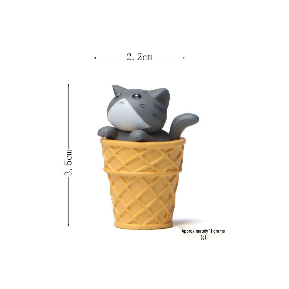 Gourmet Series Ice Cream Kittens: Miniature Cat Figurines for Creative Desktop and Garden Decor