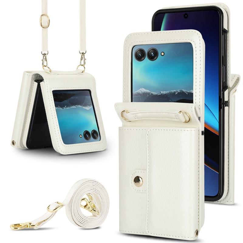 Suitable for moto Razr 70 mobile phone leather case, foldable solid color backpack, Samsung Z Flip8 flip cover with card slot case 6