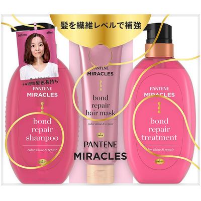 Pantene Miracles Шампунь Кондиционер Кондиционер Набор с дозатором 440г Серия для восстановления связей Защита цвета Блеск Восстановление & + Смываемый (440г + + 125г) &