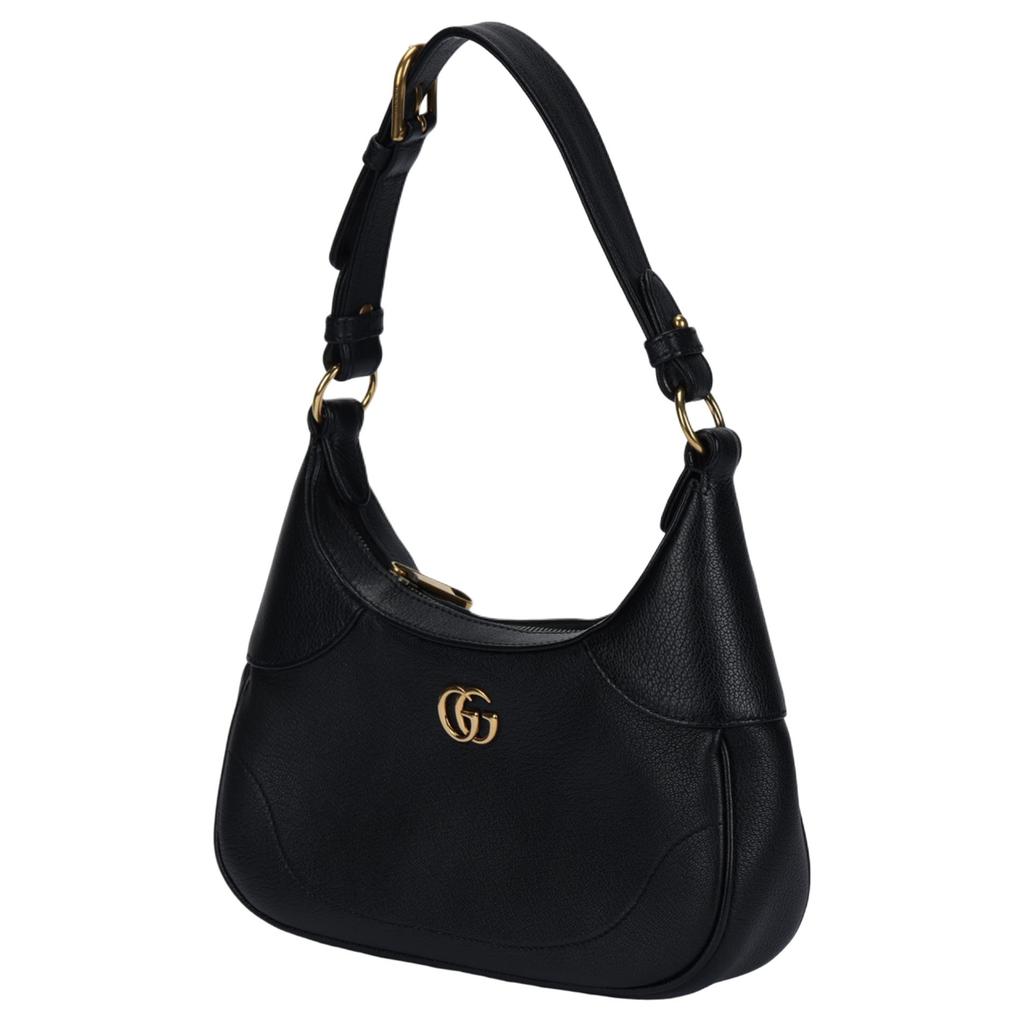GUCCI Aphrodite Leather New Moon Shoulder Bag, Handbag, Shoulder Bag Small Womens Black